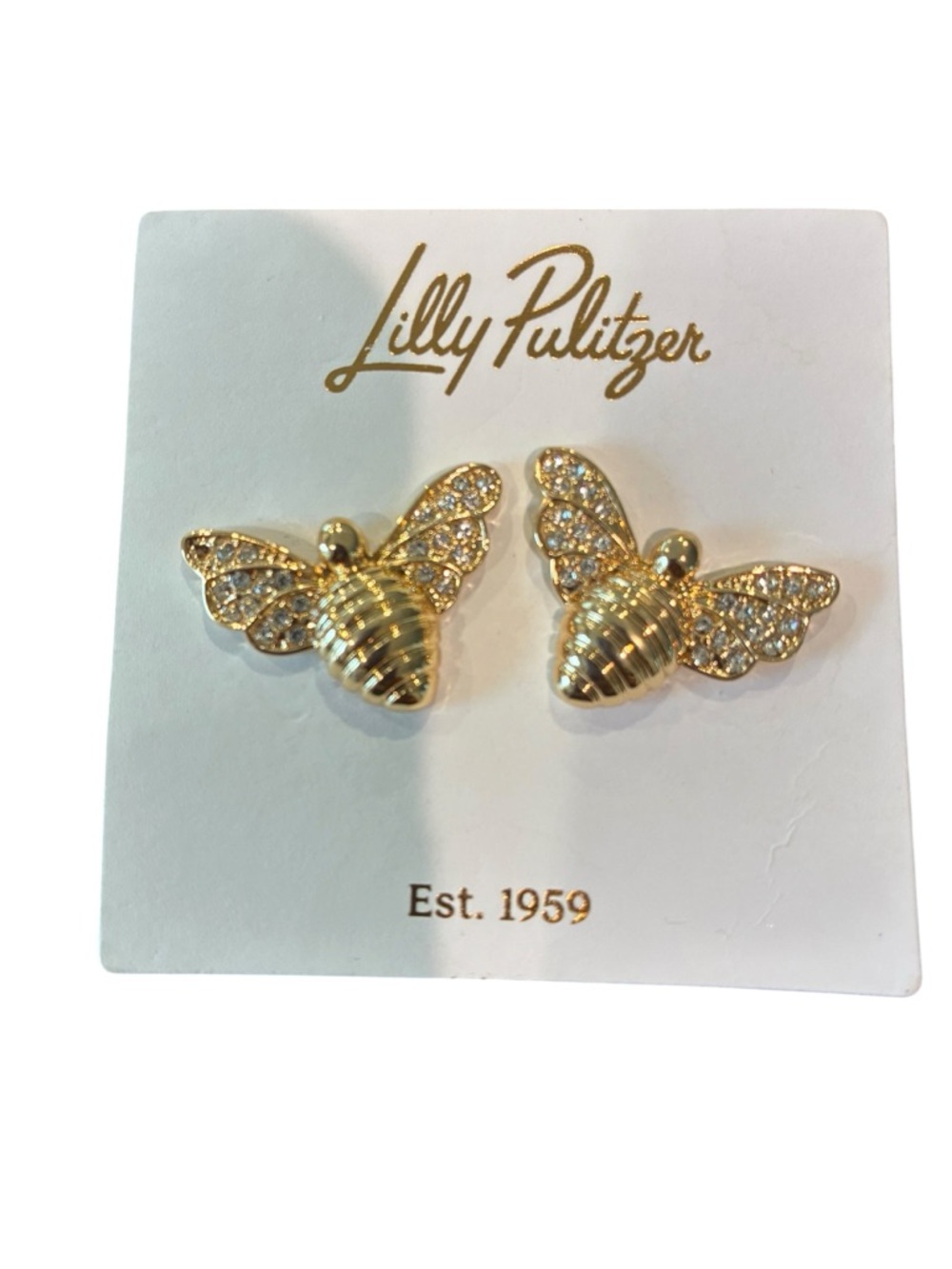 Lilly Pulitzer Gold Bee Crystal Accent Stud Earrings